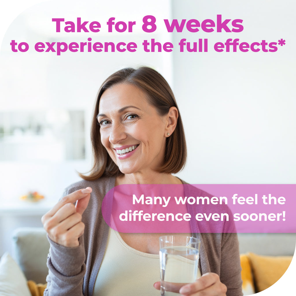 Take Remifemin for 8 weeks to experience the full effects — many women feel menopause symptom relief even sooner